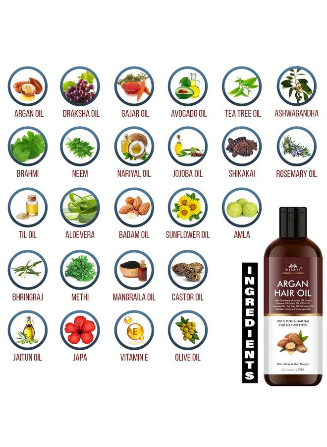 INTIMIFY Moroccan Argan Oil for Hair & Skin Care With Maha Bhringraj, Almond Oil, Castor Oil and Aloe Vera for Men and Women - 120ml - Image 2