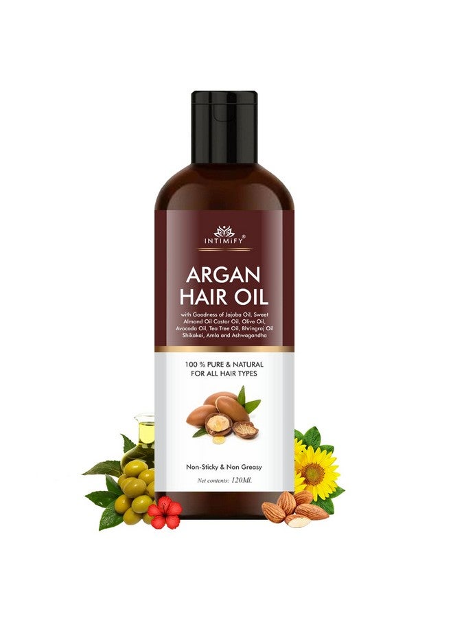 INTIMIFY Moroccan Argan Oil for Hair & Skin Care With Maha Bhringraj, Almond Oil, Castor Oil and Aloe Vera for Men and Women - 120ml - Image 1