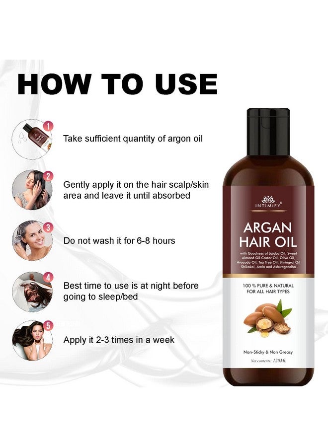 INTIMIFY Moroccan Argan Oil for Hair & Skin Care With Maha Bhringraj, Almond Oil, Castor Oil and Aloe Vera for Men and Women - 120ml - Image 5