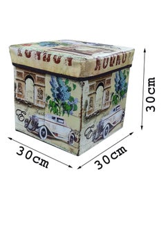 GTC GTC® Portable & Foldable Storage Stool for Living Room 30x30x30 cm (363-6) Polyurethane, Weight Capacity-100 KG (Multi)  - Image 2