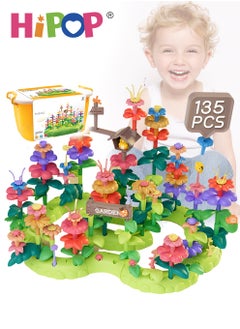 HIPOP Building Blocks Assembly Toy Set Toys 135pcs,Puzzle Game Large Particle Building Blocks Flowers,Children's Handmade DIY Construction Toys  - Image 1