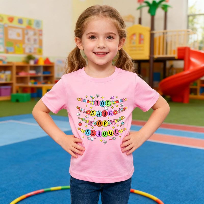 Geoyune 100 Days of School Shirt Girls Toddler Kids Funny 100th Day of School Celebration Tshirt Outfits 7 Years - Image 2