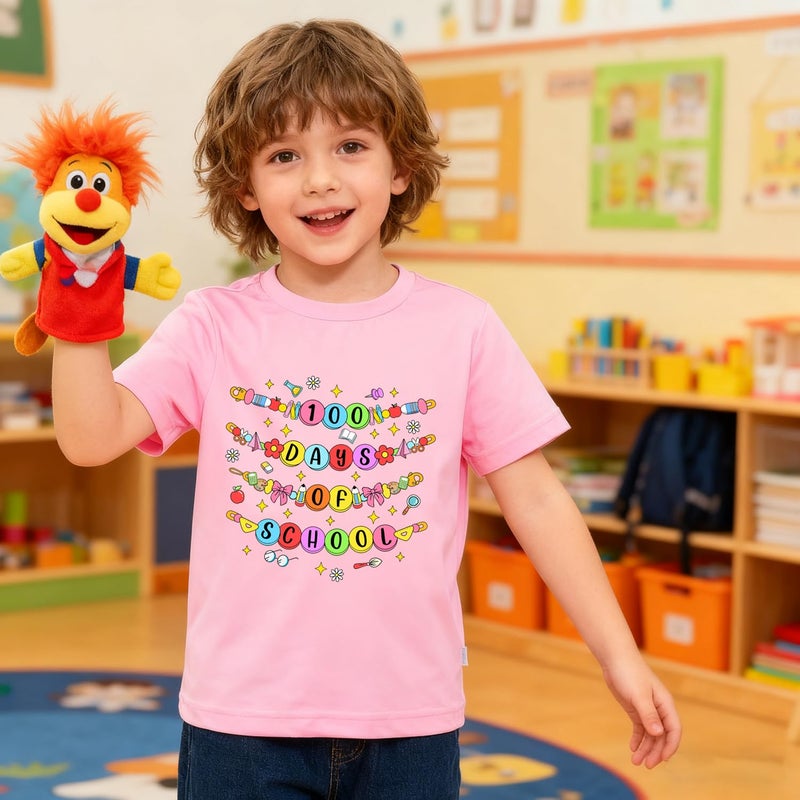 Geoyune 100 Days of School Shirt Girls Toddler Kids Funny 100th Day of School Celebration Tshirt Outfits 7 Years - Image 4