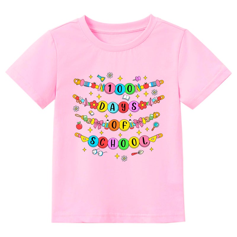 Geoyune 100 Days of School Shirt Girls Toddler Kids Funny 100th Day of School Celebration Tshirt Outfits 7 Years - Image 1
