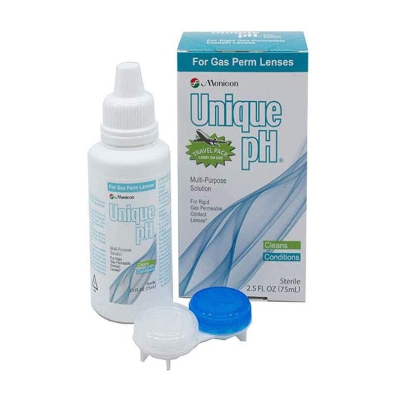 Menicon Unique pH Travel Pack- Multipurpose Solution for Gas Permeable Contact Lenses -2.5 Fluid Ounces  - Image 1