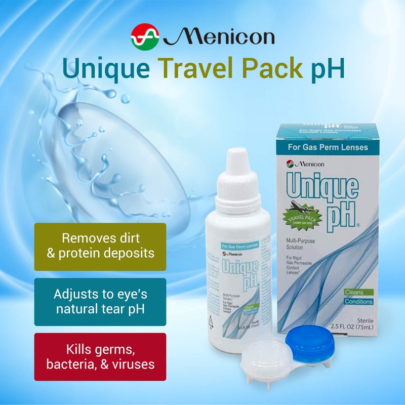 Menicon Unique pH Travel Pack- Multipurpose Solution for Gas Permeable Contact Lenses -2.5 Fluid Ounces  - Image 2