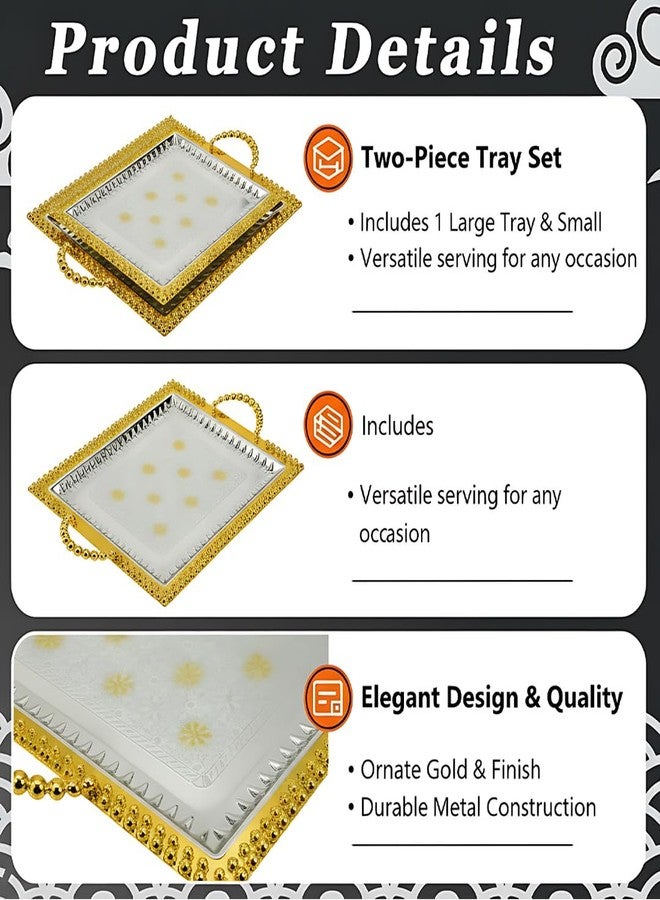 Lemon Tree 2Pc German Silver Plated Metal Rectangle Serving Tray Set in Gold Silver Finish Microwave & Dishwasher Safe for Serving Nuts, Dry Fruits, Savouries, Desserts, Snacks - Image 3