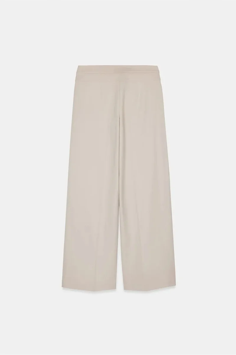 Dilvin Stone Natural DILVIN High-Waist Wide-Leg Crepe Trousers for Women | Best Price UAE