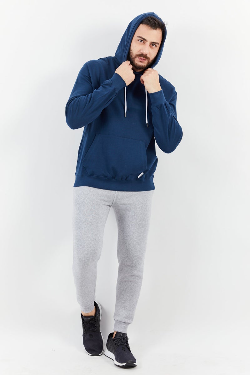 Sovereign Code Men Hooded Neck Plain Long Sleeves Sweatshirt, Navy - Image 2
