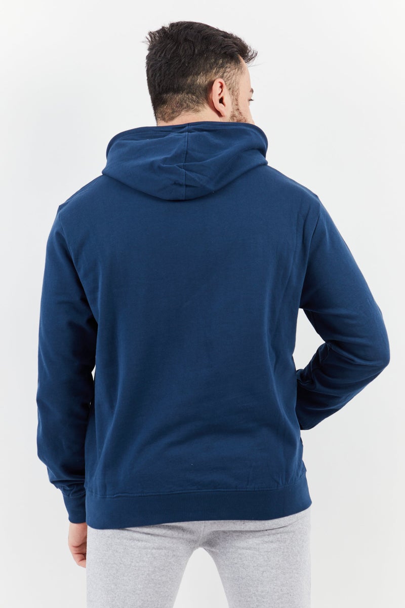 Sovereign Code Men Hooded Neck Plain Long Sleeves Sweatshirt, Navy - Image 2