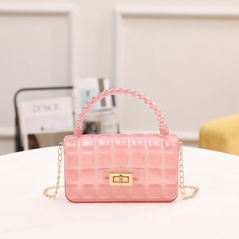 Women'S Bag 2023 New Fashion Casual Check Embossed Chain Pvc Jelly Bag Messenger Bag - Image 1