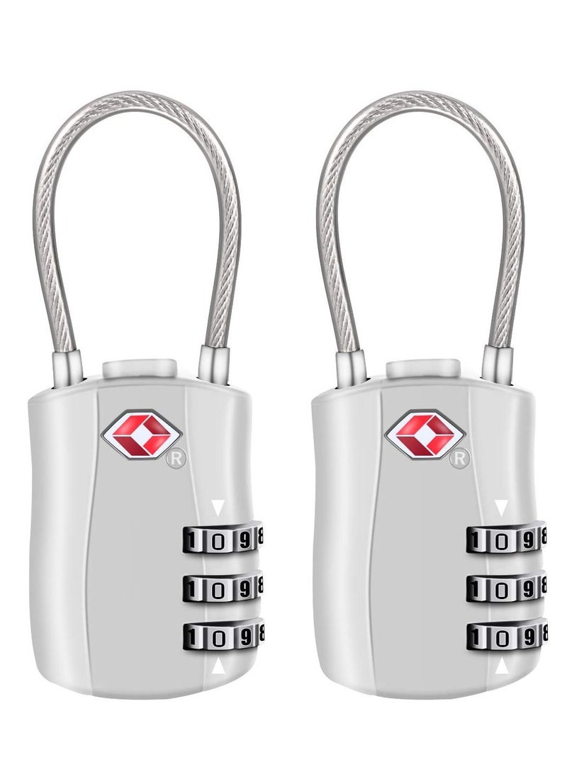 SYOSI - TSA Luggage Locks, TSA Approved Luggage Lock 3-Digit Re-settable Combination Lock, Code Lock for Travel Suitcase Luggage Bag Lockers (2PCS Silver) [ Zinc Alloy Version] - Image 1