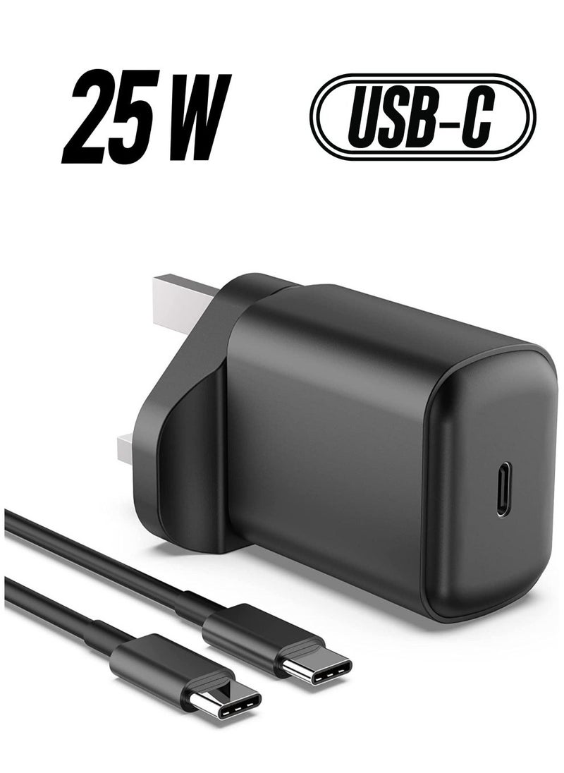 Raxoom 25W USB C Fast Charger Plug with 2M Cable for Samsung Galaxy S21+/S21/S20+/S20/S9/S8 Ultra Plus Flip 3/Z Fold 3 5G, UK Wall USBC Charging Power Adapter for Type C Phone Note 20/10, A53 A51 - Image 1