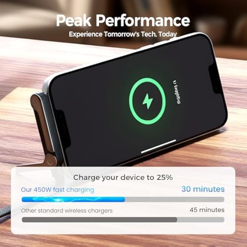 أنكوفو كيبل شاحن 2 في 1 غير مرئي 240 واط، سلك شحن سريع مع حامل جوال مدمج، كابل شحن سريع مضفر 2 في 1 بطول 4.9 قدم مع حامل موبايل قابل للتعديل، تصميم على شكل حرف T من النوع سي للموبايلات (2) - Image 5