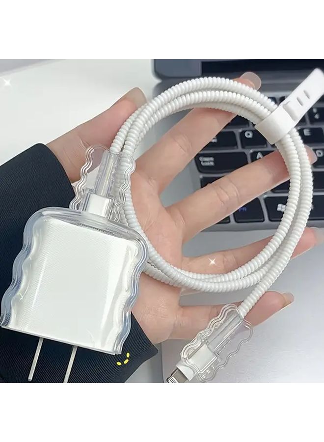 Reusable Apple 20W Charger Case 1pc Durable Transparent Wavy Design Cover - Image 3