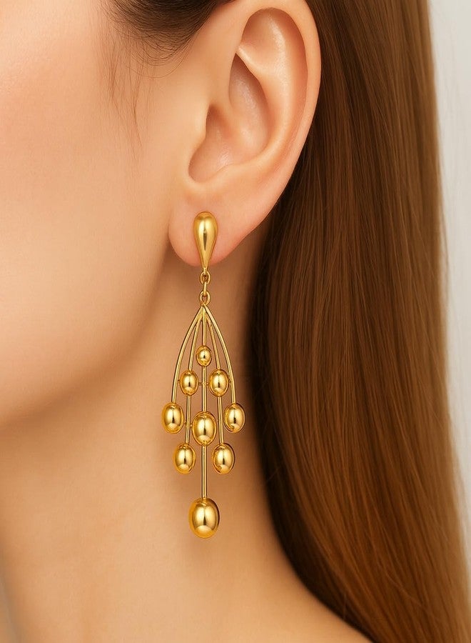 MEENAZ Premium Earrings Set for Women and Girls | Anti Tarnish Gold Plated Designer Long Hanging Dangle Earrings | Lightweight Jewellery Set Stylish Accessory Design Wedding Anniversary Gift -239 - Image 2