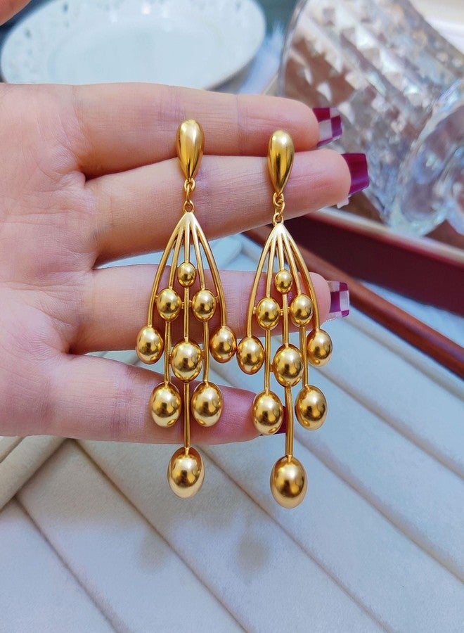 MEENAZ Premium Earrings Set for Women and Girls | Anti Tarnish Gold Plated Designer Long Hanging Dangle Earrings | Lightweight Jewellery Set Stylish Accessory Design Wedding Anniversary Gift -239 - Image 3