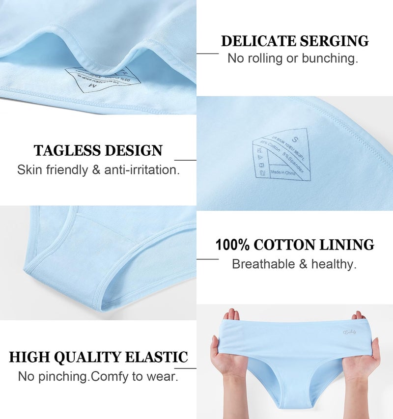 coskefy Womens Underwear Cotton Hipster Panties Cheeky Ladies Organic Bikini Briefs 6 Pack Large - Image 5