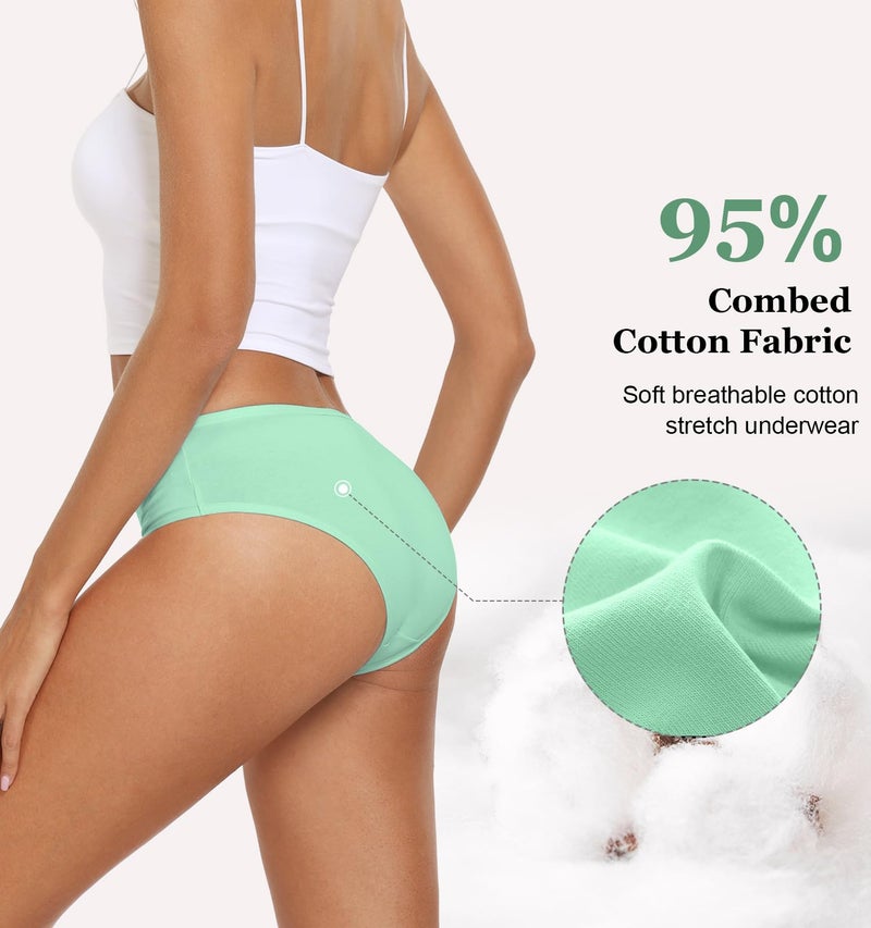 coskefy Womens Underwear Cotton Hipster Panties Cheeky Ladies Organic Bikini Briefs 6 Pack Large - Image 4