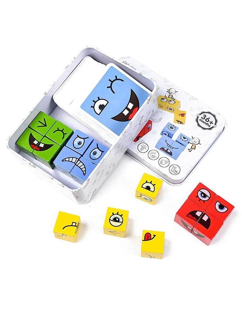 Soofam - Face Changing Expressions Wooden Block Puzzles,Multi-Player Blocks Designed For Improve Children's Thinking Skills, Collaboration and Colour Perception,STEM Parent-Child Board Games for Children - Image 1