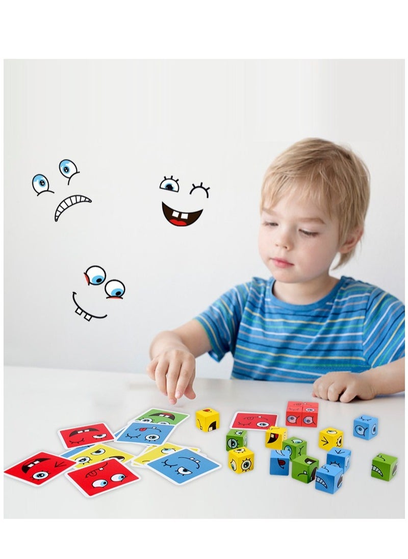 Soofam - Face Changing Expressions Wooden Block Puzzles,Multi-Player Blocks Designed For Improve Children's Thinking Skills, Collaboration and Colour Perception,STEM Parent-Child Board Games for Children - Image 1