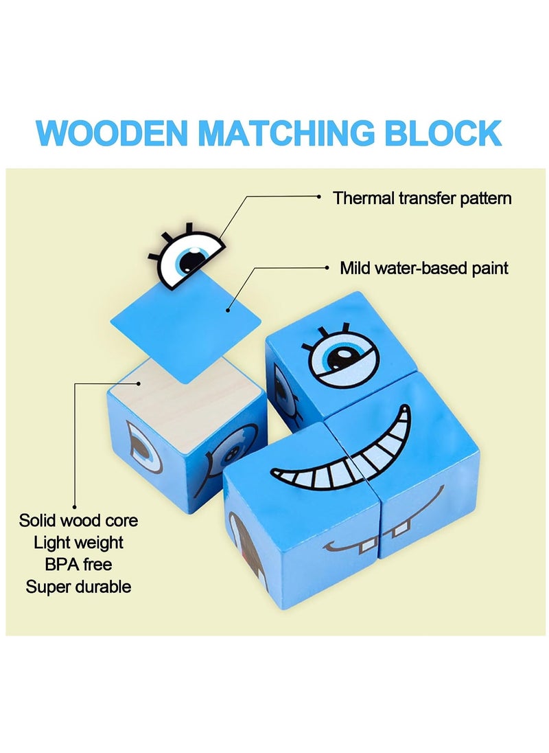 Soofam - Face Changing Expressions Wooden Block Puzzles,Multi-Player Blocks Designed For Improve Children's Thinking Skills, Collaboration and Colour Perception,STEM Parent-Child Board Games for Children - Image 1