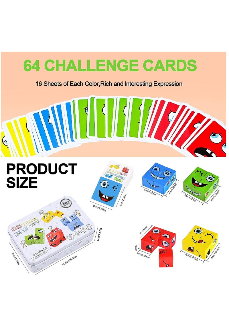 Soofam - Face Changing Expressions Wooden Block Puzzles,Multi-Player Blocks Designed For Improve Children's Thinking Skills, Collaboration and Colour Perception,STEM Parent-Child Board Games for Children - Image 1