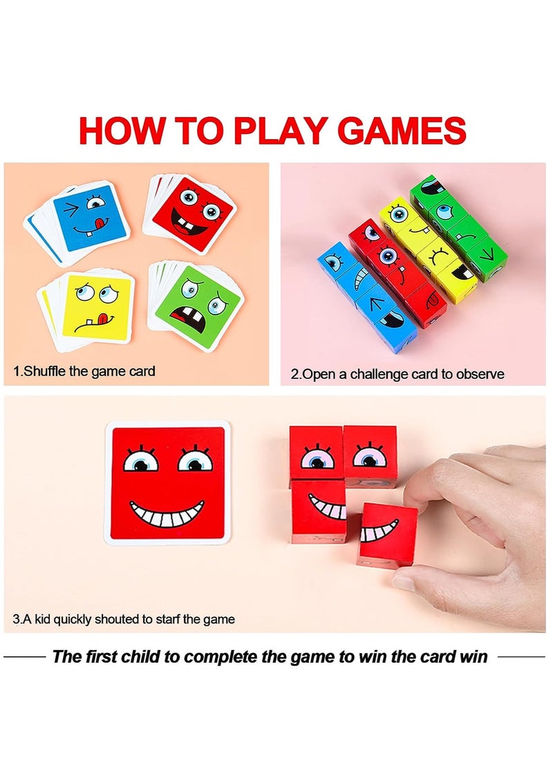 Soofam - Face Changing Expressions Wooden Block Puzzles,Multi-Player Blocks Designed For Improve Children's Thinking Skills, Collaboration and Colour Perception,STEM Parent-Child Board Games for Children - Image 1