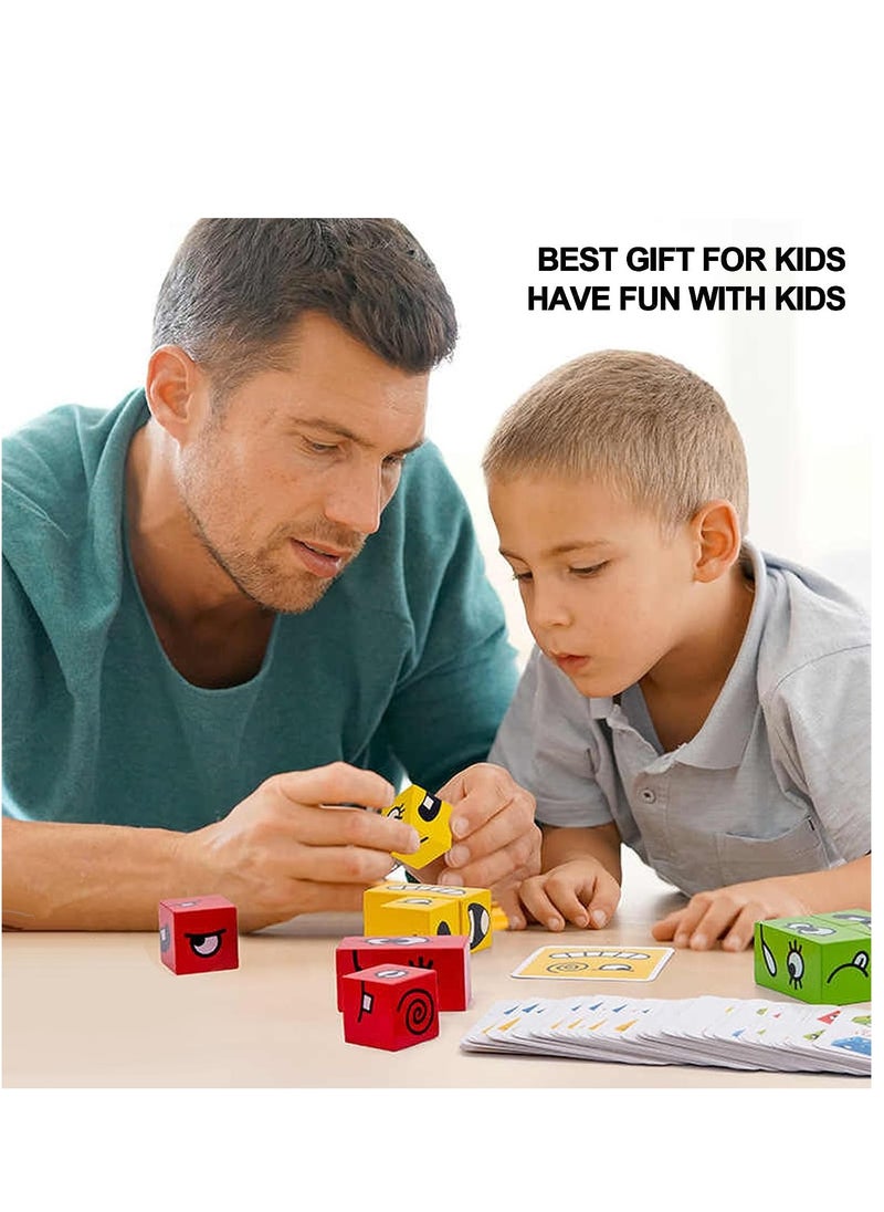 Soofam - Face Changing Expressions Wooden Block Puzzles,Multi-Player Blocks Designed For Improve Children's Thinking Skills, Collaboration and Colour Perception,STEM Parent-Child Board Games for Children - Image 1