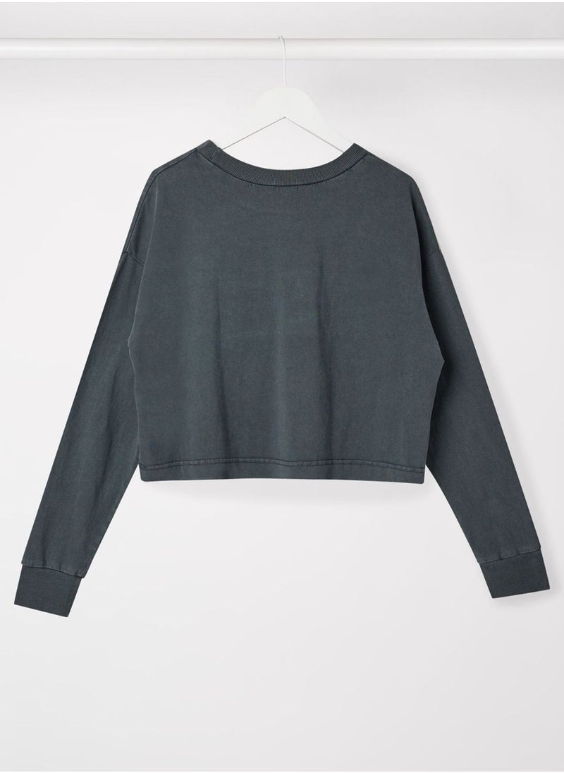 MANGO Youth Text Print Cropped Sweatshirt  - Image 2