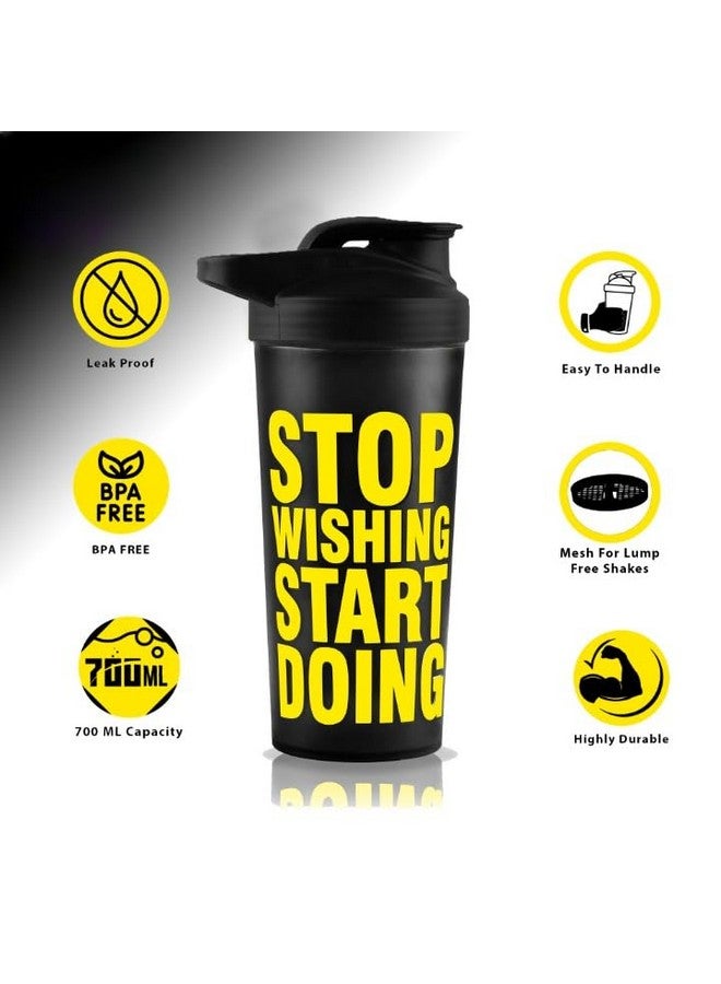 FIT FOCUS Stop Wishing Gym Shaker for Protein Shake Leak-proof Shaker Bottles for Protein With Wrist support band, Protein Shaker Bottle for Gym with wrist supporter band for Men and Women. (Yellow) - Image 4