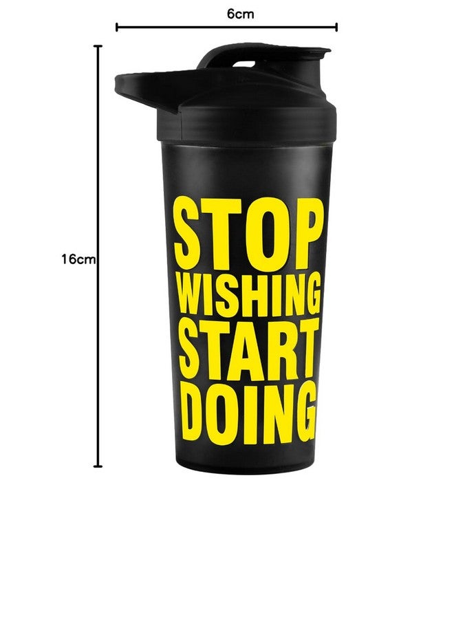 FIT FOCUS Stop Wishing Gym Shaker for Protein Shake Leak-proof Shaker Bottles for Protein With Wrist support band, Protein Shaker Bottle for Gym with wrist supporter band for Men and Women. (Yellow) - Image 2