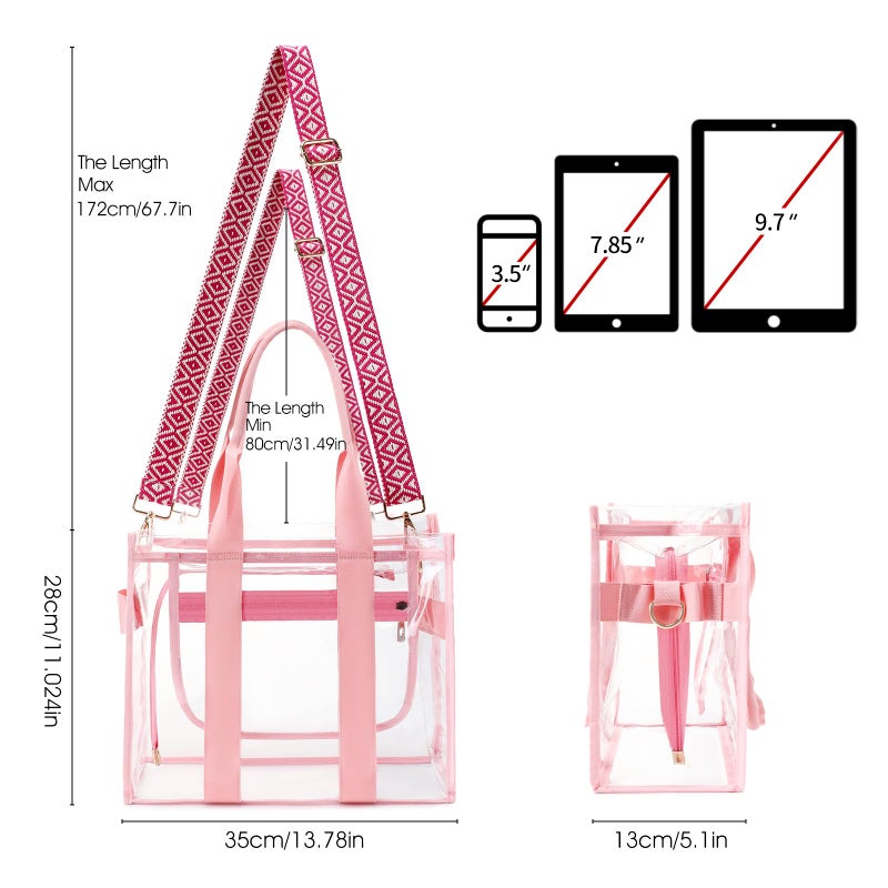 getgto Clear Bags for Women Tote Bag, Crossbody Bag, Stadium Approved Clear Purse for Sports Events, Concert, Work & Beach - Image 4