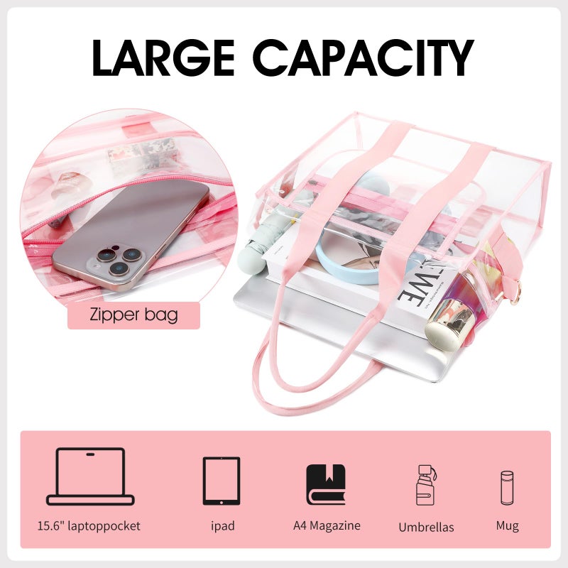 getgto Clear Bags for Women Tote Bag, Crossbody Bag, Stadium Approved Clear Purse for Sports Events, Concert, Work & Beach - Image 3