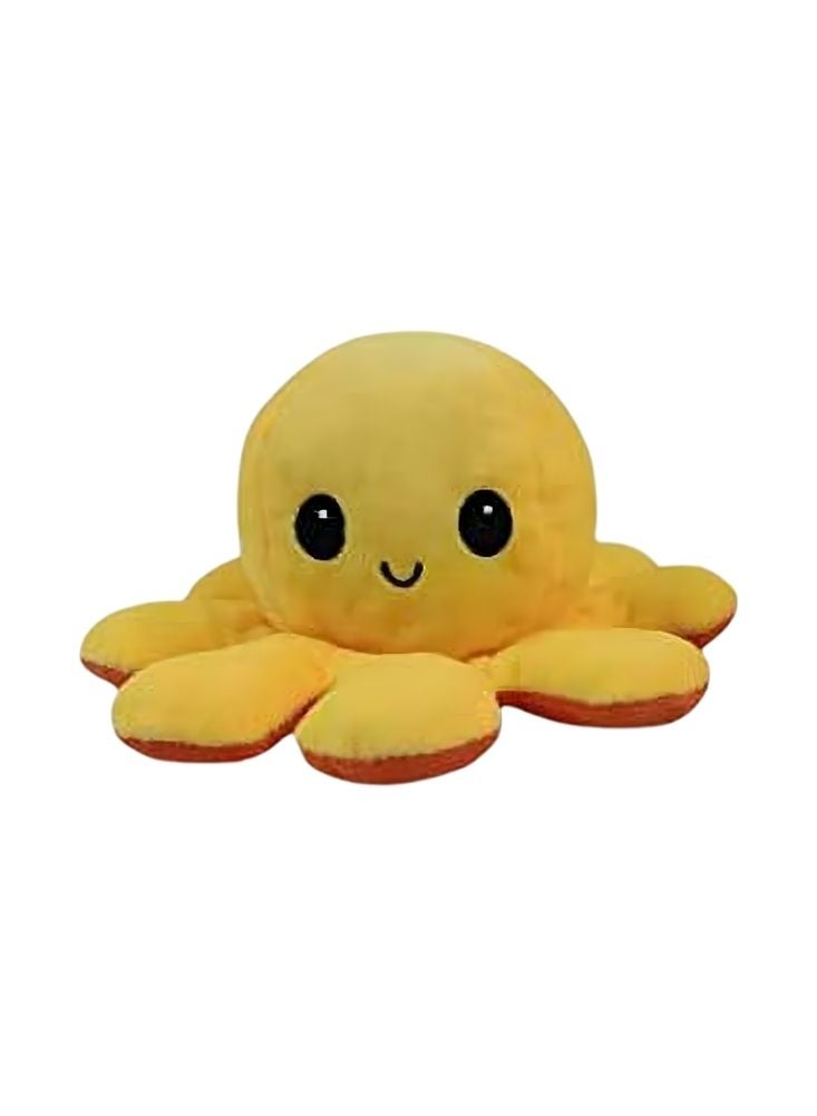 بريميم لعبة أخطبوط قطيفة قابلة للعكس باللونين الأصفر والبرتقالي - دمية محشوة ناعمة ذات مزاج متقلب بين السعادة والغضب - Image 2