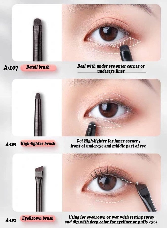 KIRA 6pcs Makeup Brush Set Different Sizes for Undereye Smoothing Smudge, Highlight, Eye Tail Tinting, Eyebrow, Lip, For Women (936) - Image 2
