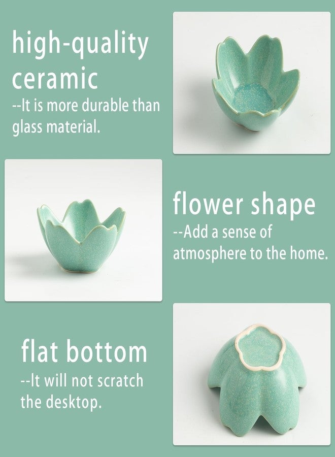 Mecaikru Flower Jewelry Tray Ceramic Ring Dish Jewelry Dish Small Trinket Tray Cute Ring Holder Key Bowl Decorative Plate Gifts For Mom/Sister/Friend, Birthday/Mother's Day/Christmas Gift (dark green) - Image 5