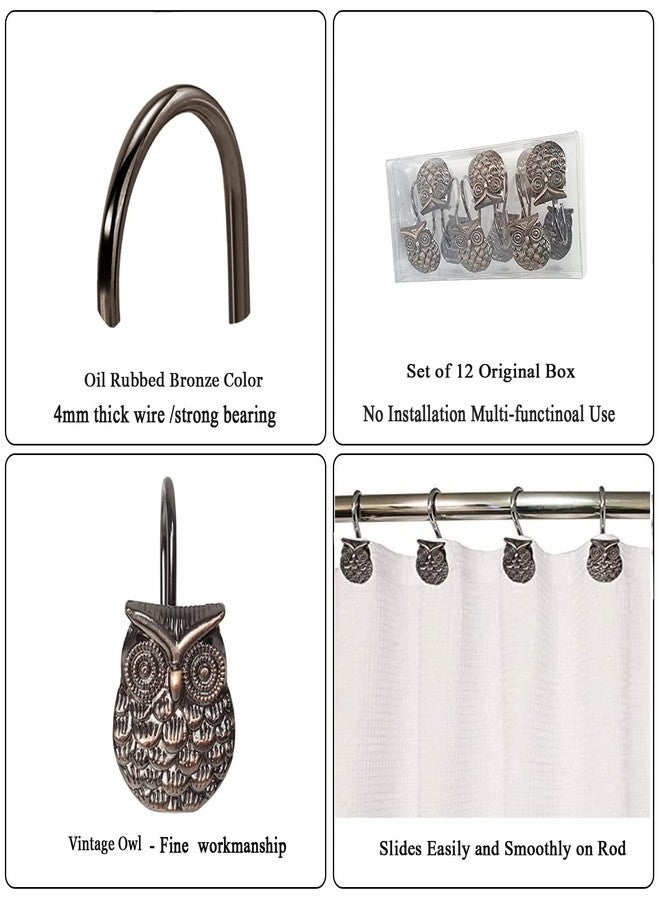 Gracelife 12Pcs Owl Design Shower Curtain Hooks Home Fashion Zinc Alloy Decorative Rust Proof Shower Curtain Hooks Hangers for Bathroom Living Room Bedroom - Image 2