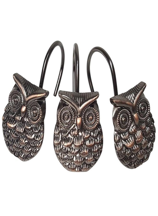 Gracelife 12Pcs Owl Design Shower Curtain Hooks Home Fashion Zinc Alloy Decorative Rust Proof Shower Curtain Hooks Hangers for Bathroom Living Room Bedroom - Image 1