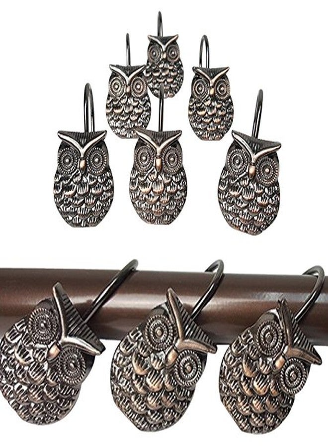 Gracelife 12Pcs Owl Design Shower Curtain Hooks Home Fashion Zinc Alloy Decorative Rust Proof Shower Curtain Hooks Hangers for Bathroom Living Room Bedroom - Image 3