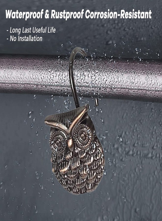 Gracelife 12Pcs Owl Design Shower Curtain Hooks Home Fashion Zinc Alloy Decorative Rust Proof Shower Curtain Hooks Hangers for Bathroom Living Room Bedroom - Image 4