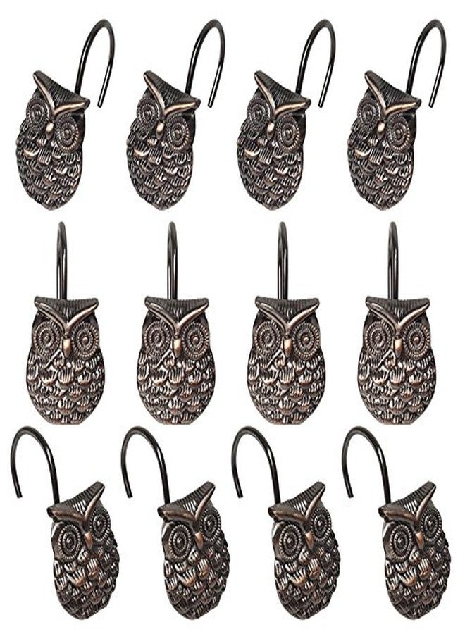 Gracelife 12Pcs Owl Design Shower Curtain Hooks Home Fashion Zinc Alloy Decorative Rust Proof Shower Curtain Hooks Hangers for Bathroom Living Room Bedroom - Image 5