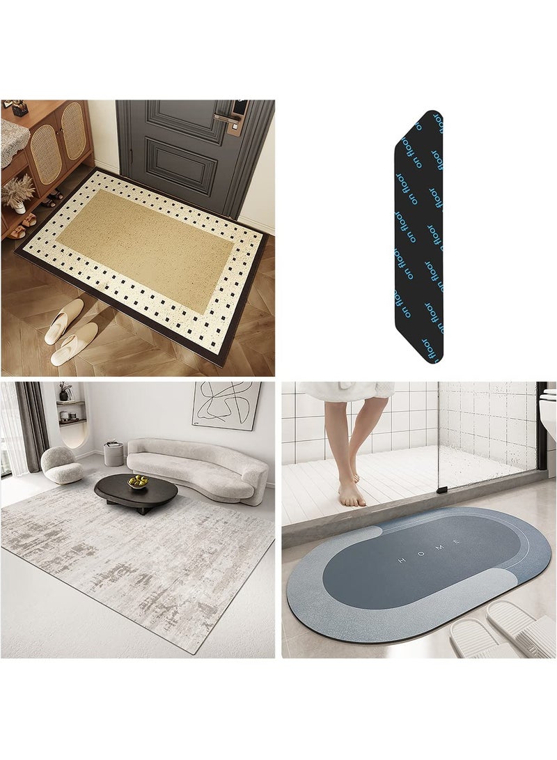 SYOSI Rug Gripper Rug Tape 10 Pcs Double Sided Anti Curling Non Slip Reusable Black Trapezoid Rug Pad  for Hardwood Floors, Carpets, Floor Mats in Place & Make Corner Flat and Easily Peel Off - Image 3