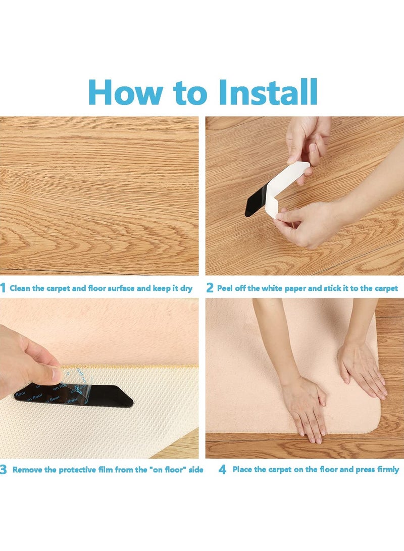 SYOSI Rug Gripper Rug Tape 10 Pcs Double Sided Anti Curling Non Slip Reusable Black Trapezoid Rug Pad  for Hardwood Floors, Carpets, Floor Mats in Place & Make Corner Flat and Easily Peel Off - Image 5