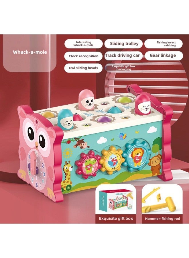 Hamster Toy Multi-functional Owl Hexahedron Puzzle 1-3 Baby Parent-child Interaction Tapping Fishing-Color:【English Color Box】 Medium Hamster-Red - Image 1