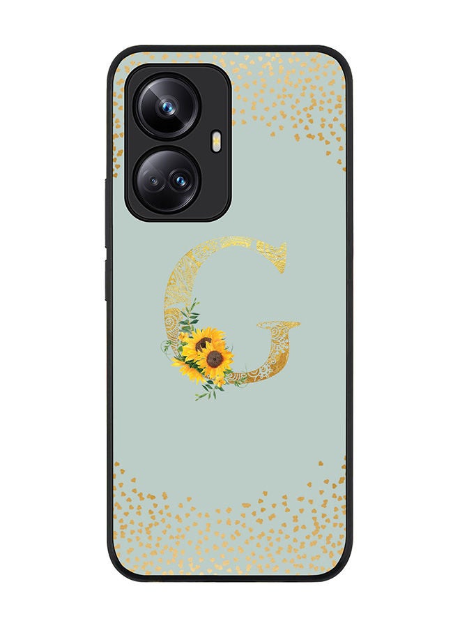 Stylizedd Rugged Black edge case for Realme 10 Pro Plus 5G Slim fit Soft Case Flexible Rubber Edges Anti Drop TPU Gel Thin Cover -  Custom Monogram Initial Letter Floral Pattern Alphabet - G  ( Light Green ) - Image 1