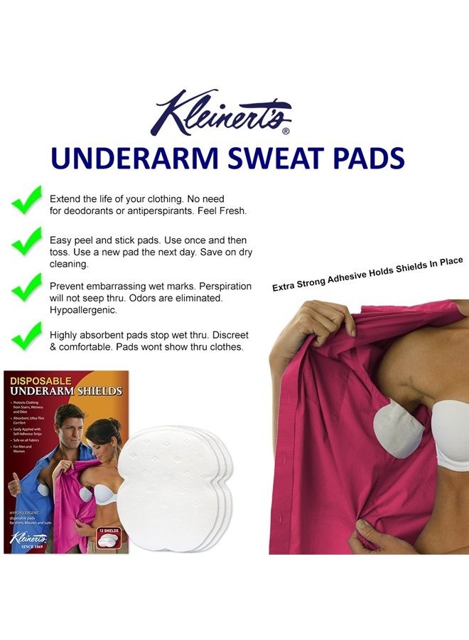 Kleinert's Disposable Peel & Stick Absorbent Underarm Pads. 12 Pads (6 Pair) Style # MW-4900. Measures 5" W x 5 3/4" L. Discreet, Comfortable, Sweat Free, Odor Blocker, Peel and Stick Dress Shields - Image 2