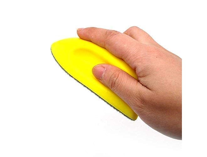 ISC كتلة صنفرة يدوية، شكل سهم من رغوة النايلون مع وسادة صنفرة بخطاف وحلقة - مجموعة (55x120 مم، أصفر) - Image 2