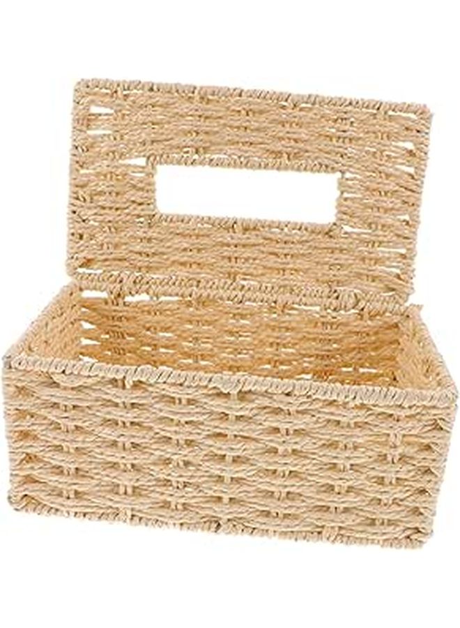 Handcrafted Woven Tissue Box Holder Vintage Paper Napkin Dispenser Home Office Decor - Image 1