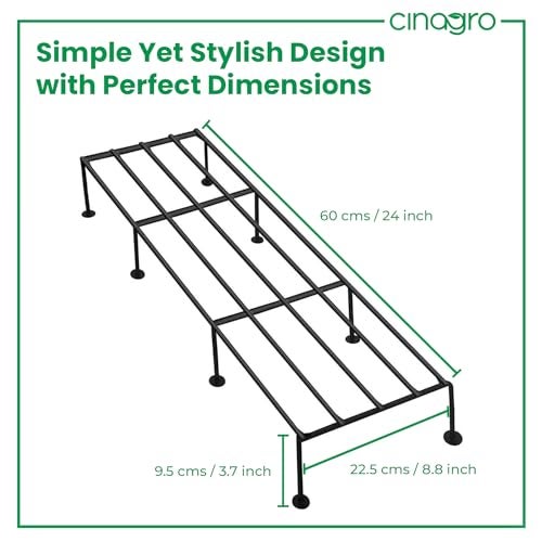 CINAGRO Anti Rust Rectangular Metal Plant Stand (Pack of 2) - 24 inches, for Plant Stands for Outdoor Balcony, Indoor Living Room, Gamla Stand for Balcony, Planters for Home Decor, Withstands up to 200kg - Image 3